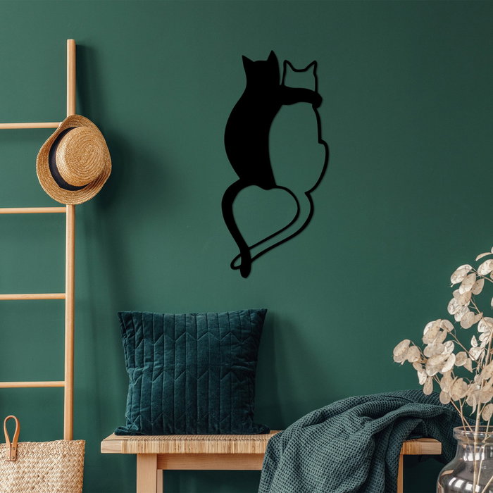 Wallity Love Cats - 478 Escultura de Pared de Metal Negra